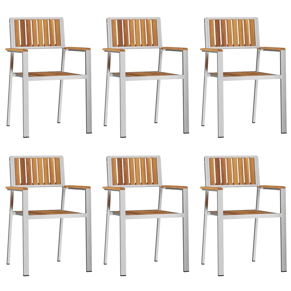 Vrtna stolica 6 pcs Smeđa 56 x 54,5 x 87 cm Čvrsto drvo akacije