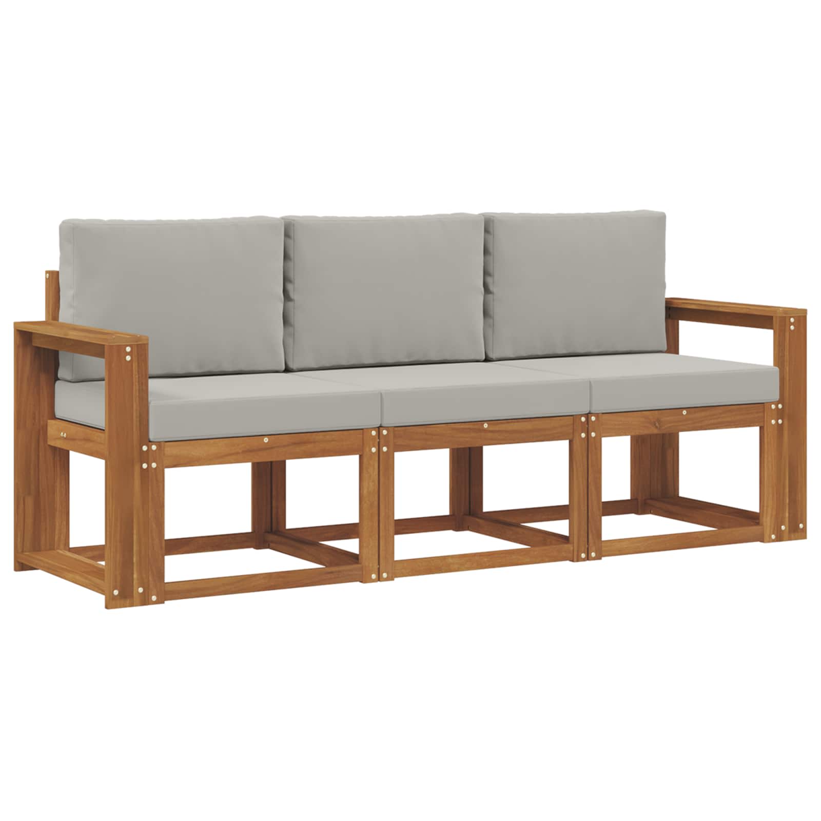Set vanjskih sofa s jastukom 3 pcs Prirodna i svijetlo siva