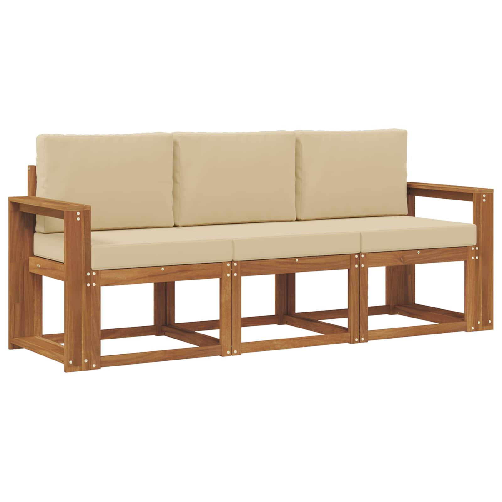 Set vanjskih sofa s jastukom 3 pcs Prirodna i bež