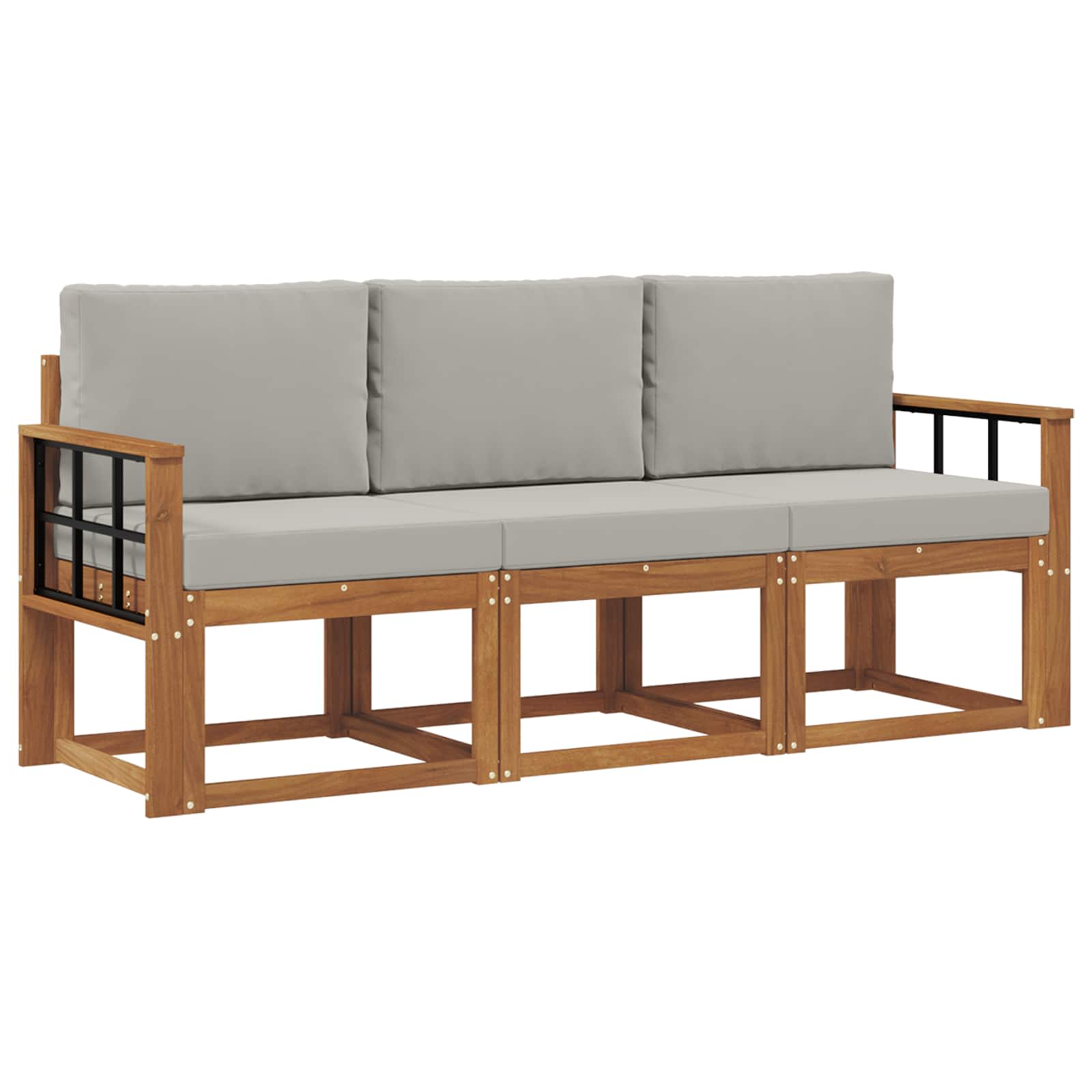Set vanjskih sofa s jastukom 3 pcs Prirodna i svijetlo siva
