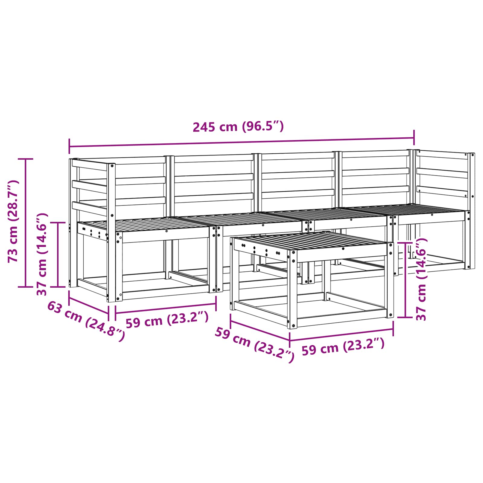 Set vanjskih sofa 5 pcs Prirodna