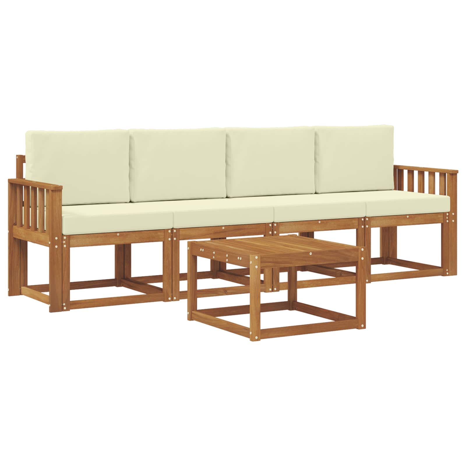Set vanjskih sofa s jastukom 5 pcs Prirodna i krem