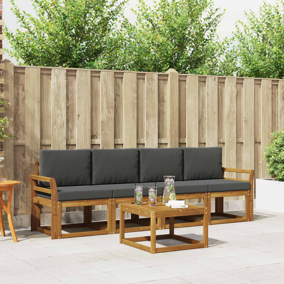 Set vanjskih sofa 5 kom. Prirodna i antracit