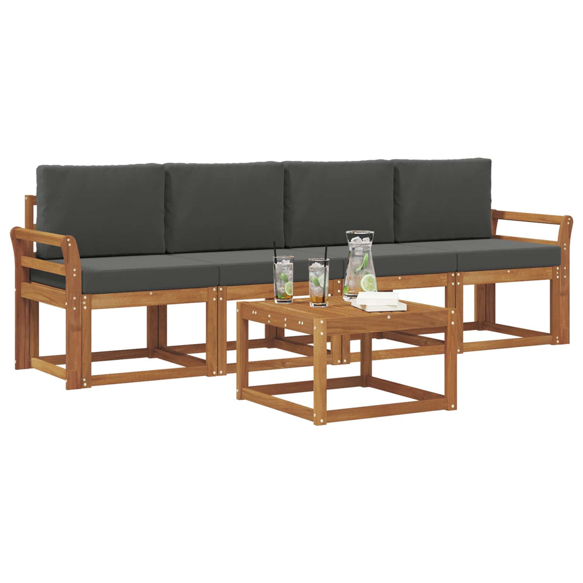 Set vanjskih sofa 5 kom. Prirodna i antracit