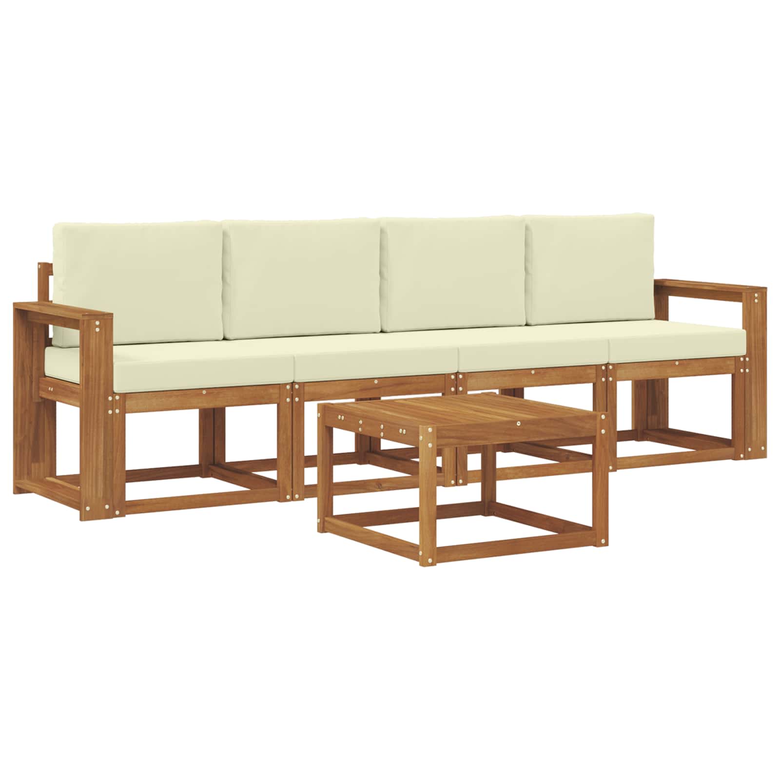 Set vanjskih sofa s jastukom 5 pcs Prirodna i krem