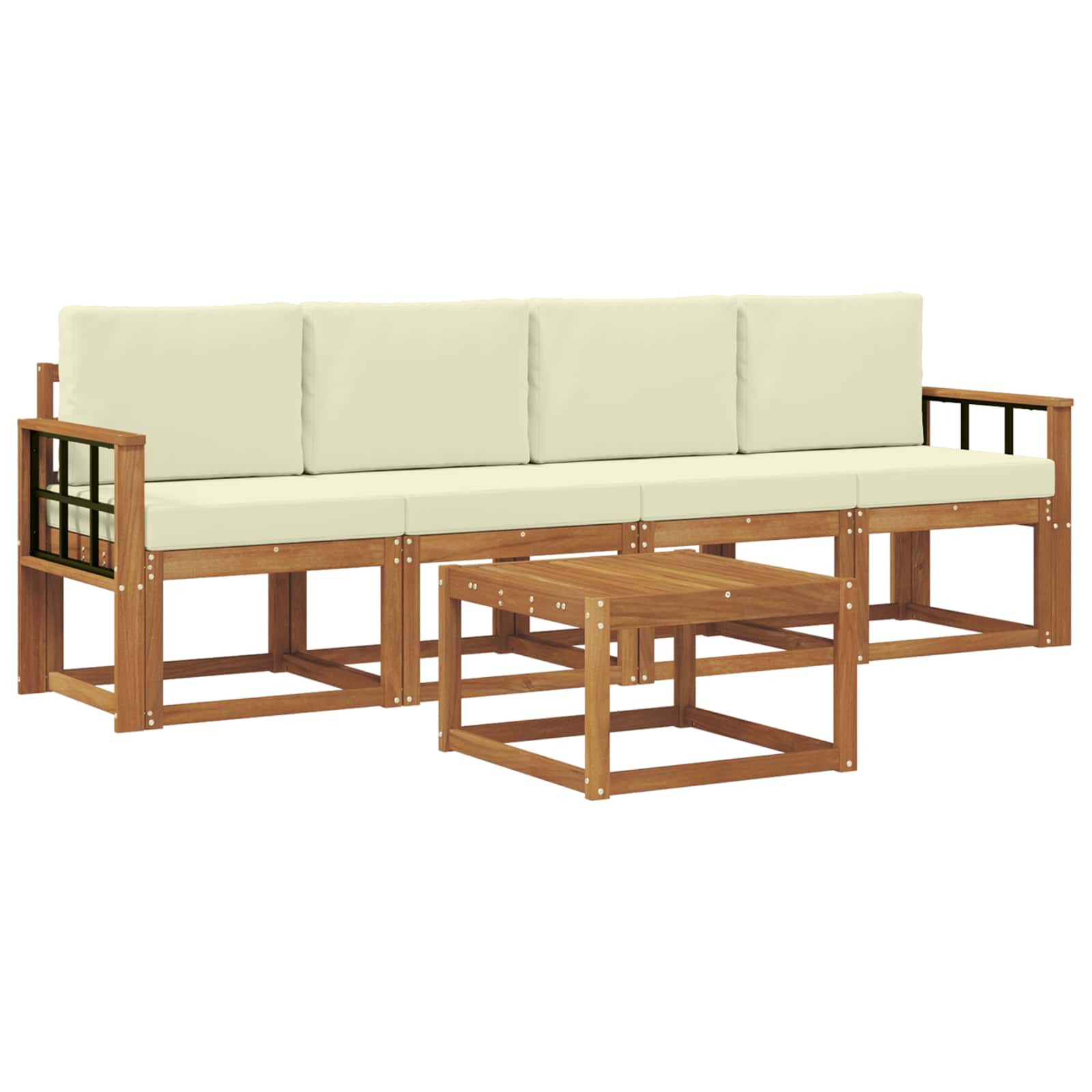 Set vanjskih sofa s jastukom 5 pcs Prirodna i krem
