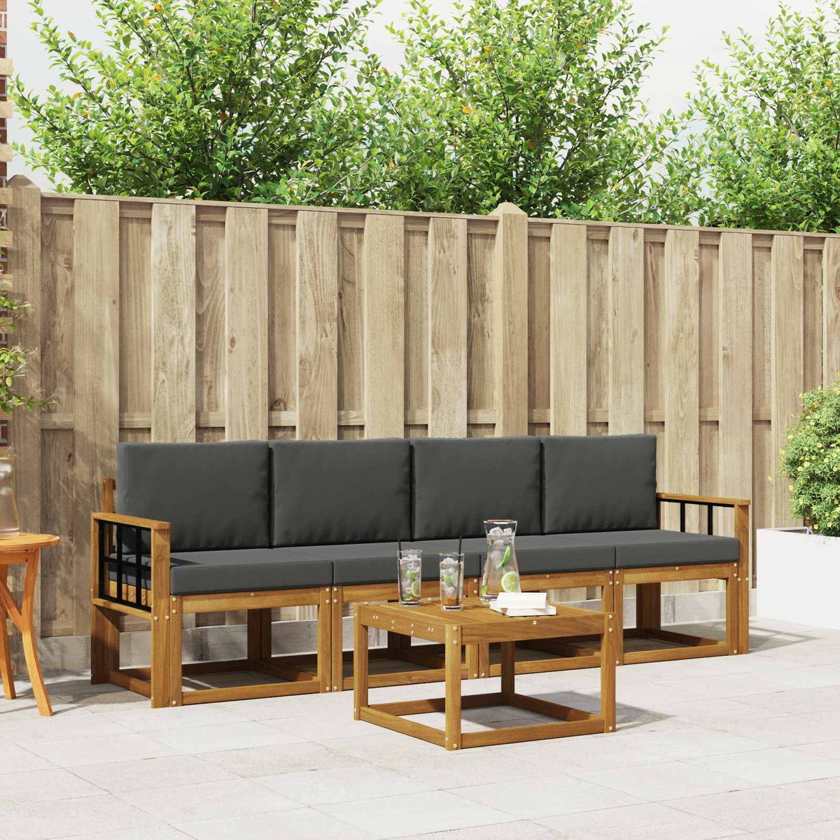 Set vanjskih sofa 5 kom. Prirodna i antracit