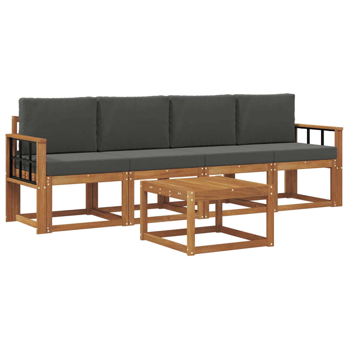Set vanjskih sofa 5 kom. Prirodna i antracit