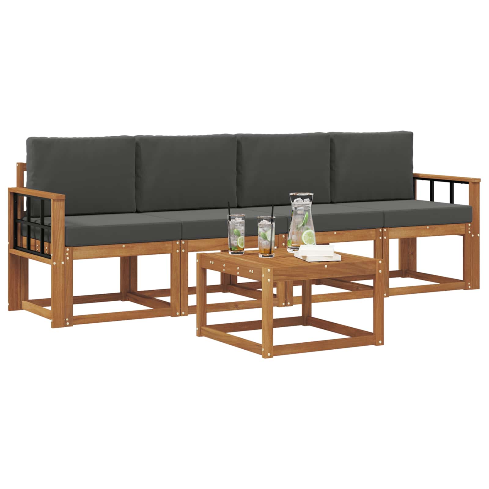Set vanjskih sofa s jastukom 5 pcs Prirodna i antracit