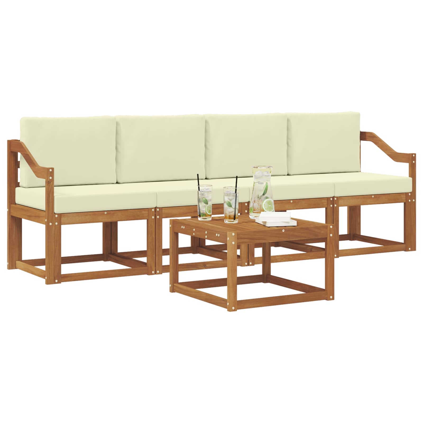 Set vanjskih sofa s jastukom 5 pcs Prirodna i krem