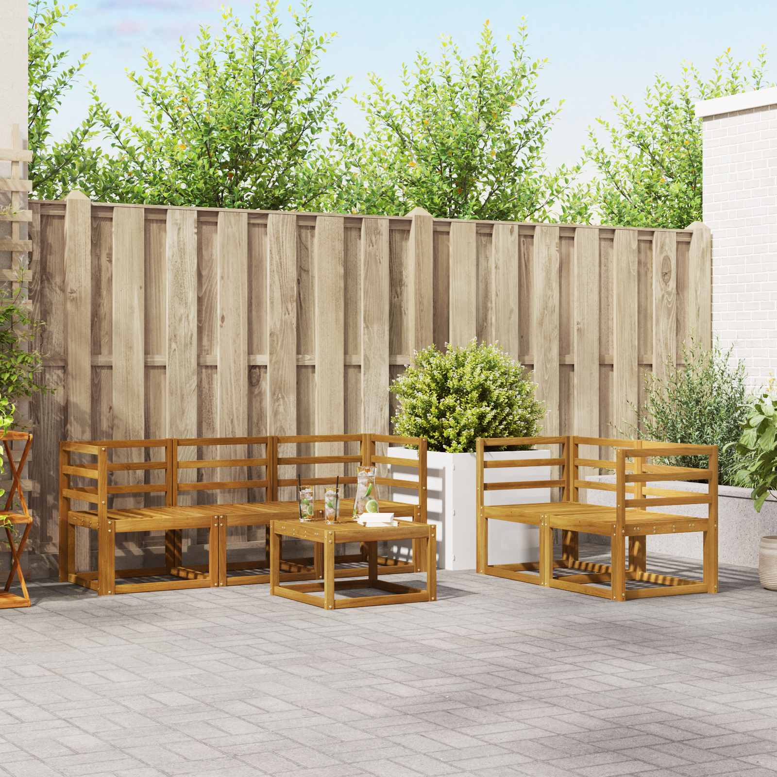 Set vanjskih sofa 6 pcs Prirodna Čvrsto drvo akacije