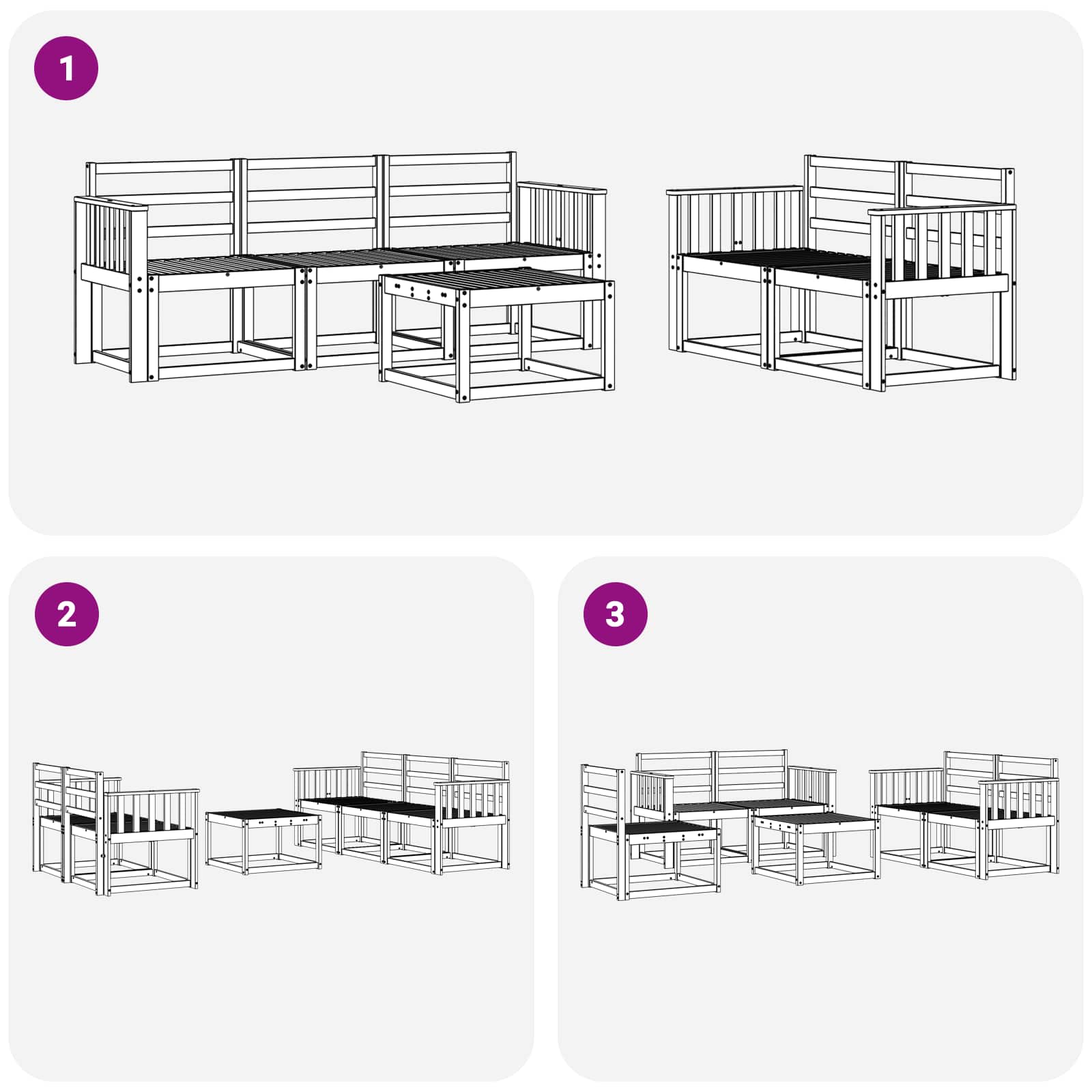 Set vanjskih sofa 6 pcs Prirodna