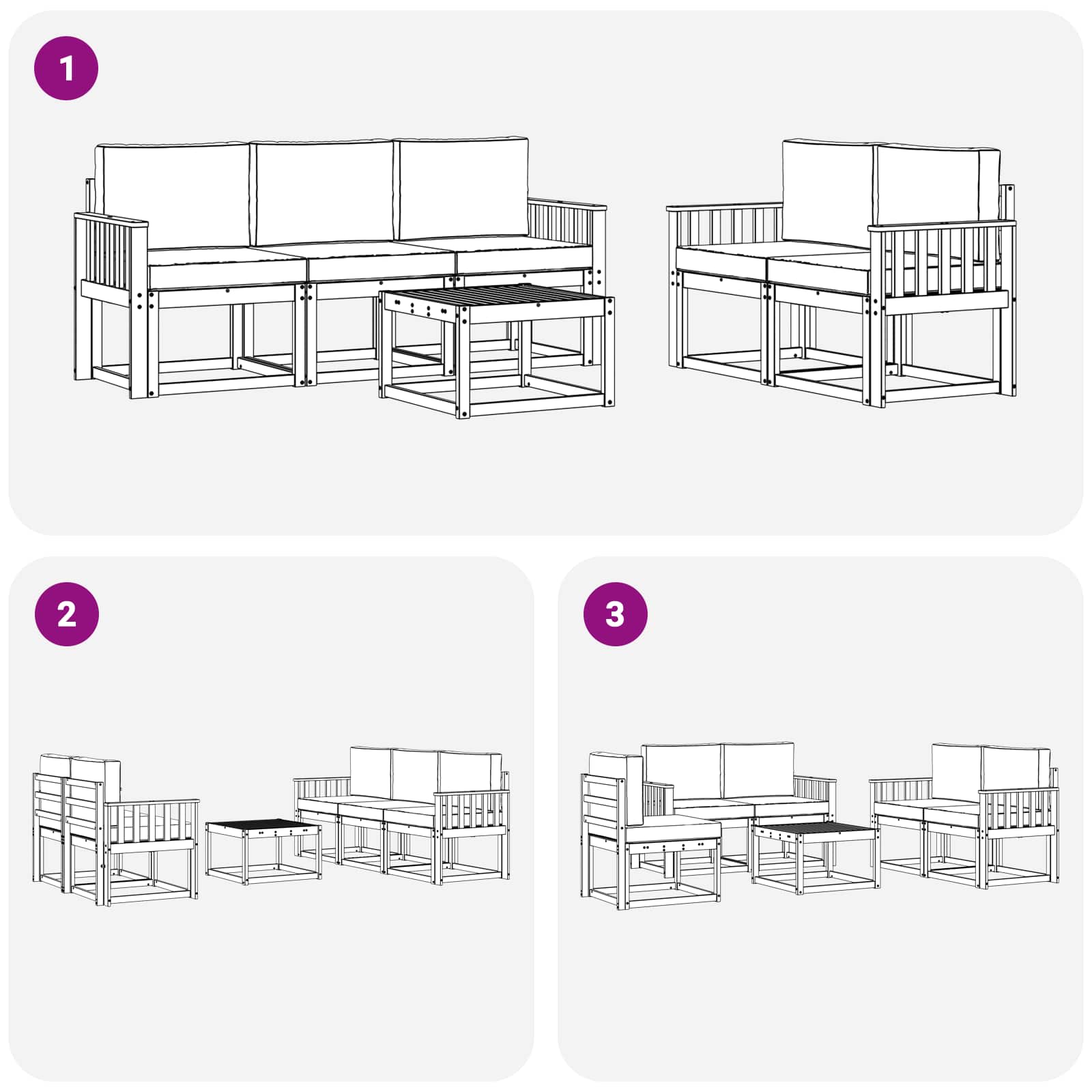 Set vanjskih sofa s jastukom 6 pcs Prirodna i krem