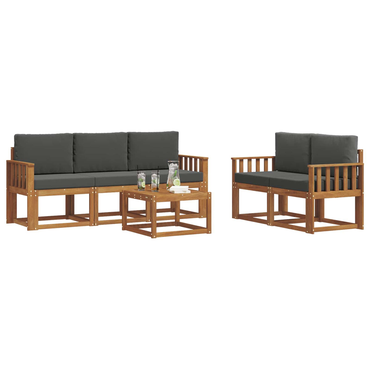 Set vanjskih sofa 6 kom. Prirodna i antracit