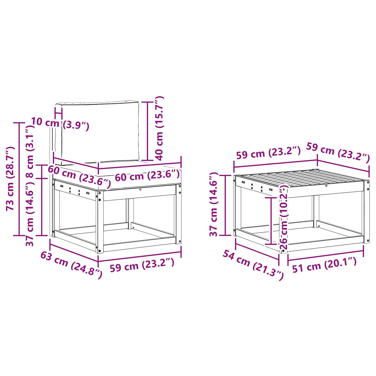 Set vanjskih sofa 6 kom. Prirodna i antracit