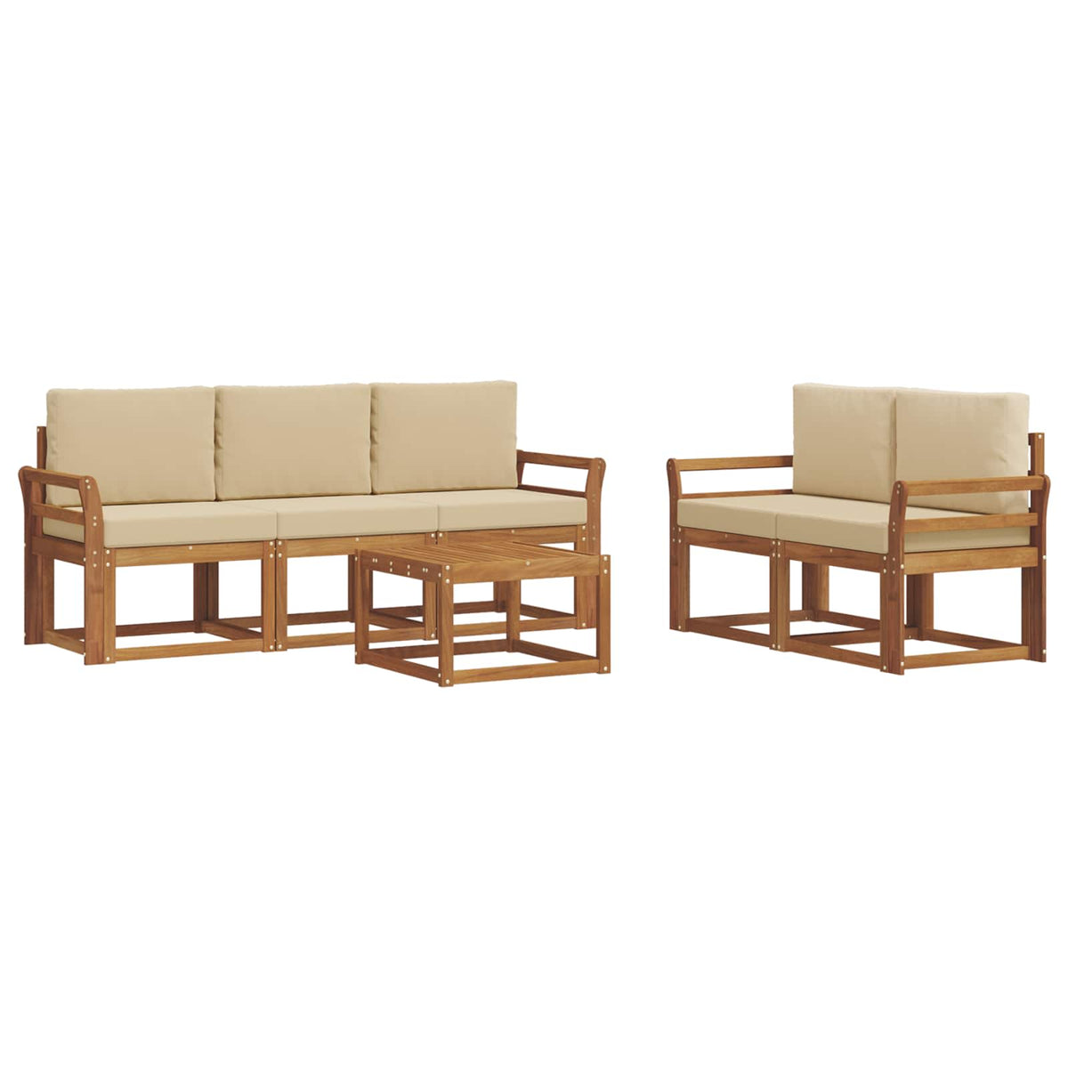 Set vanjskih sofa 6 kom. Prirodna i bež