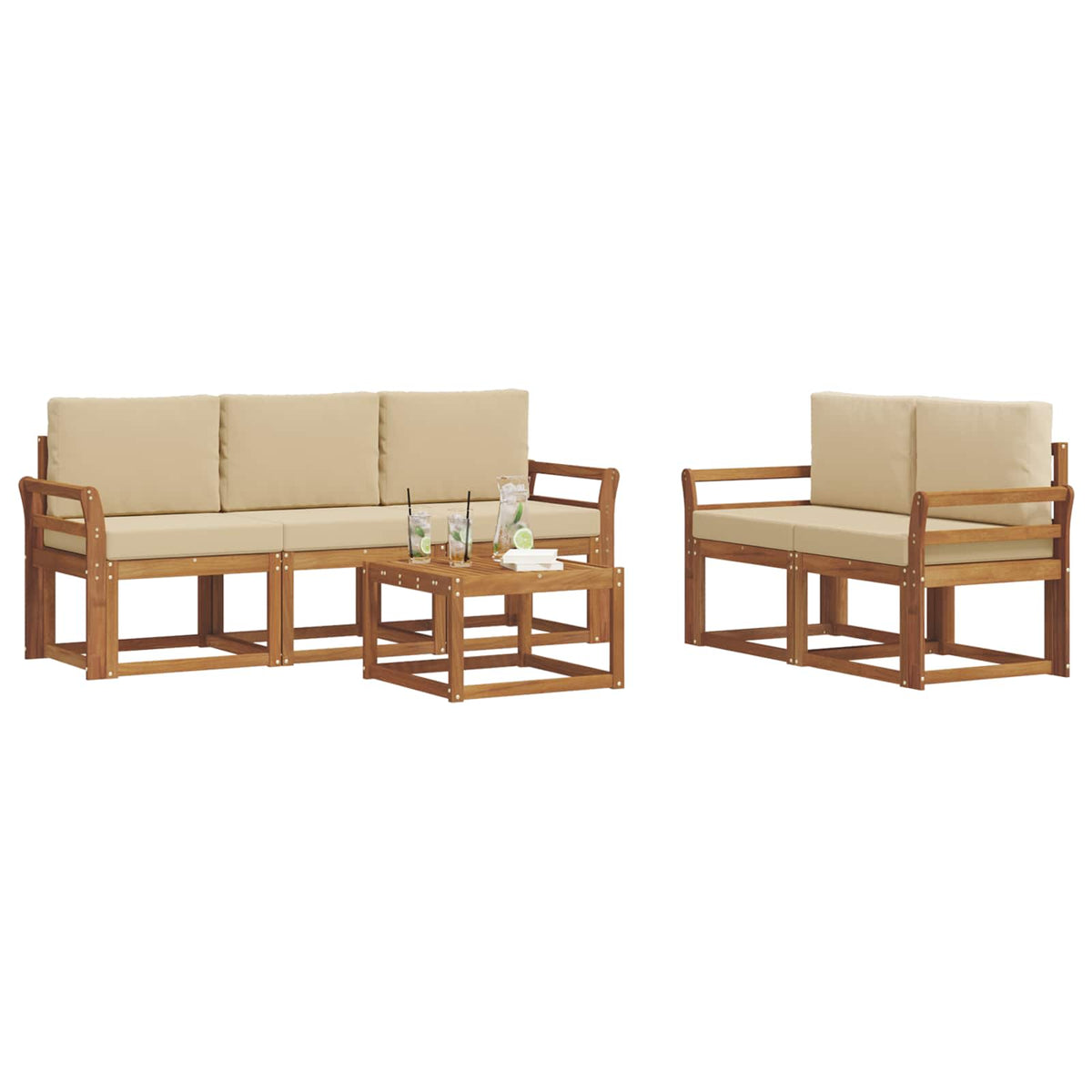 Set vanjskih sofa 6 kom. Prirodna i bež