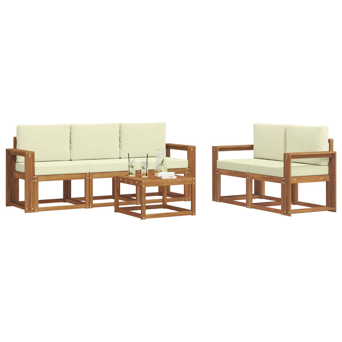Set vanjskih sofa 6 kom. Prirodna i krem