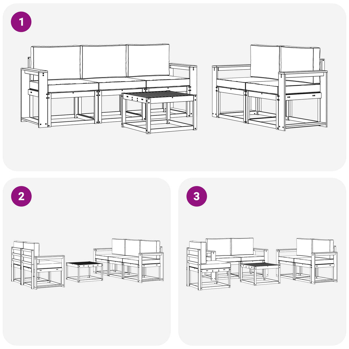 Set vanjskih sofa 6 kom. Prirodna i krem
