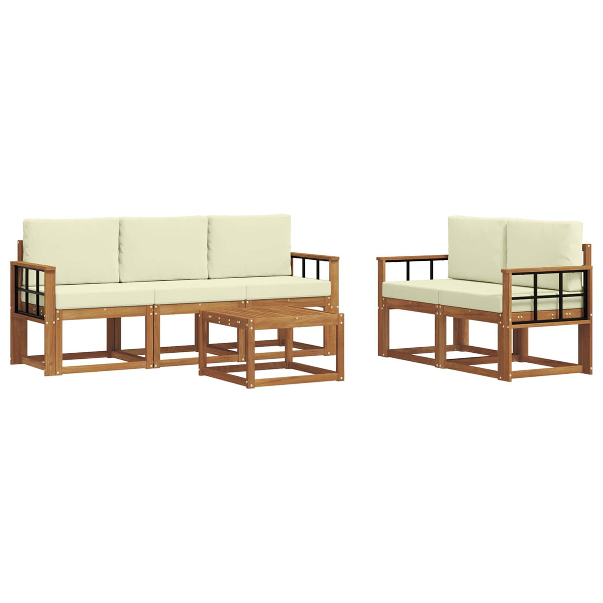 Set vanjskih sofa 6 kom. Prirodna i krem