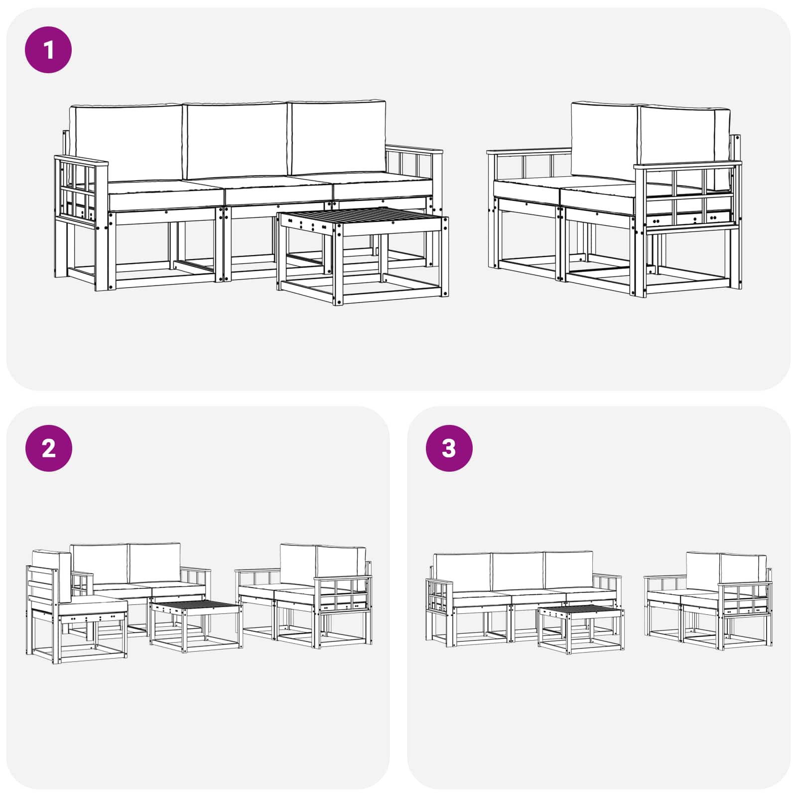 Set vanjskih sofa s jastukom 6 pcs Prirodna i krem