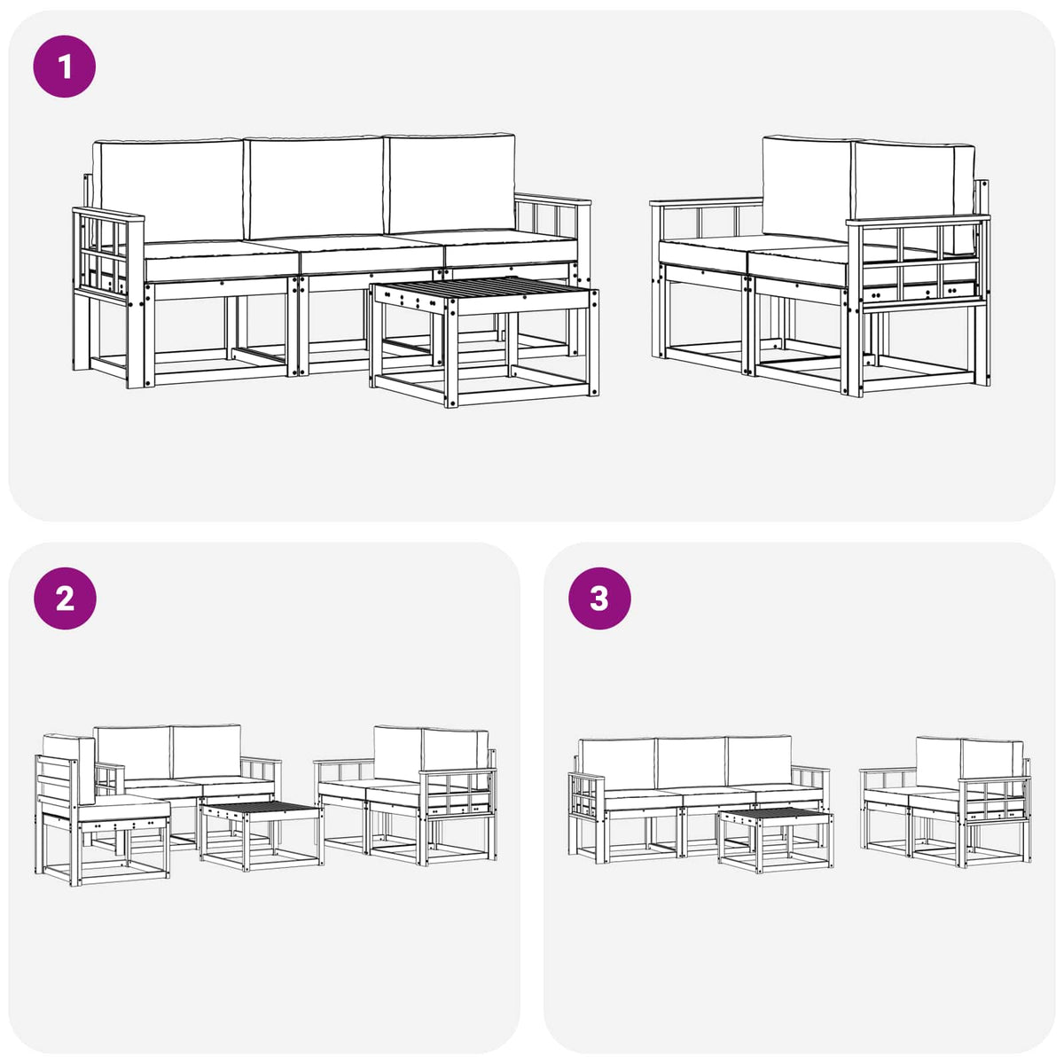 Set vanjskih sofa 6 kom. Prirodna i krem
