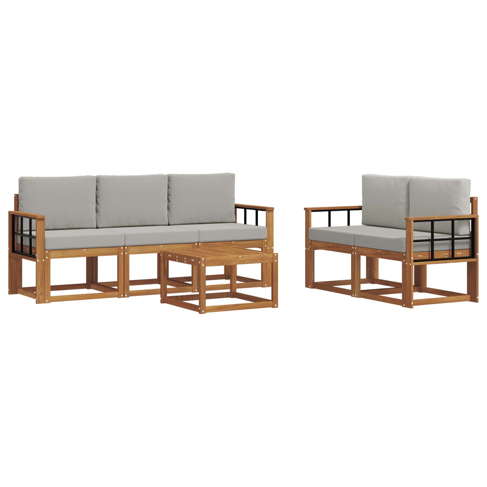 Set vanjskih sofa s jastukom 6 pcs Prirodna i svijetlo siva