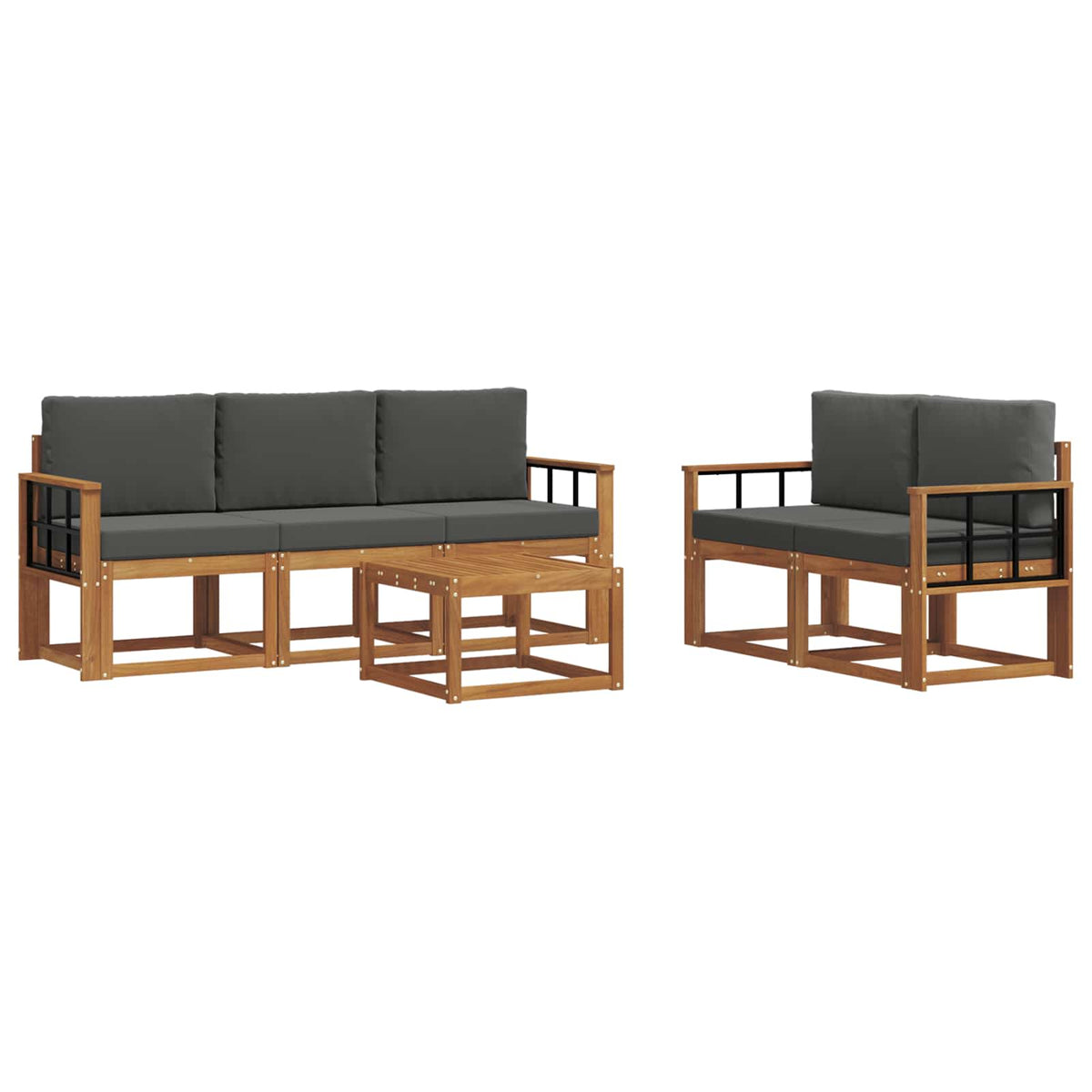 Set vanjskih sofa 6 kom. Prirodna i antracit