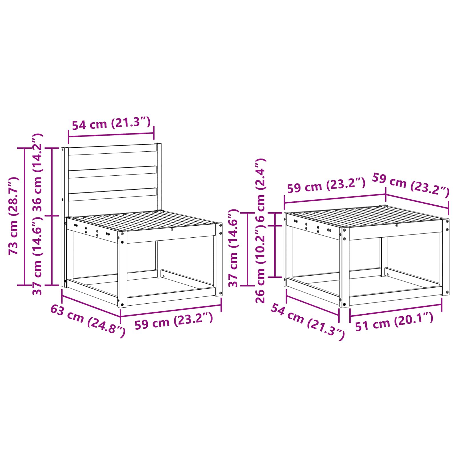 Set vanjskih sofa 7 pcs Prirodna