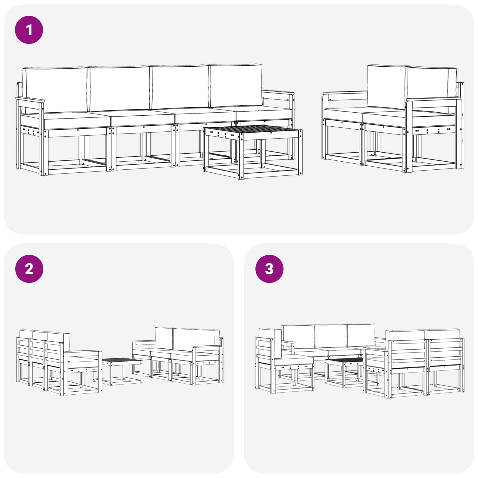 Set vanjskih sofa s jastukom 7 pcs Prirodna i antracit
