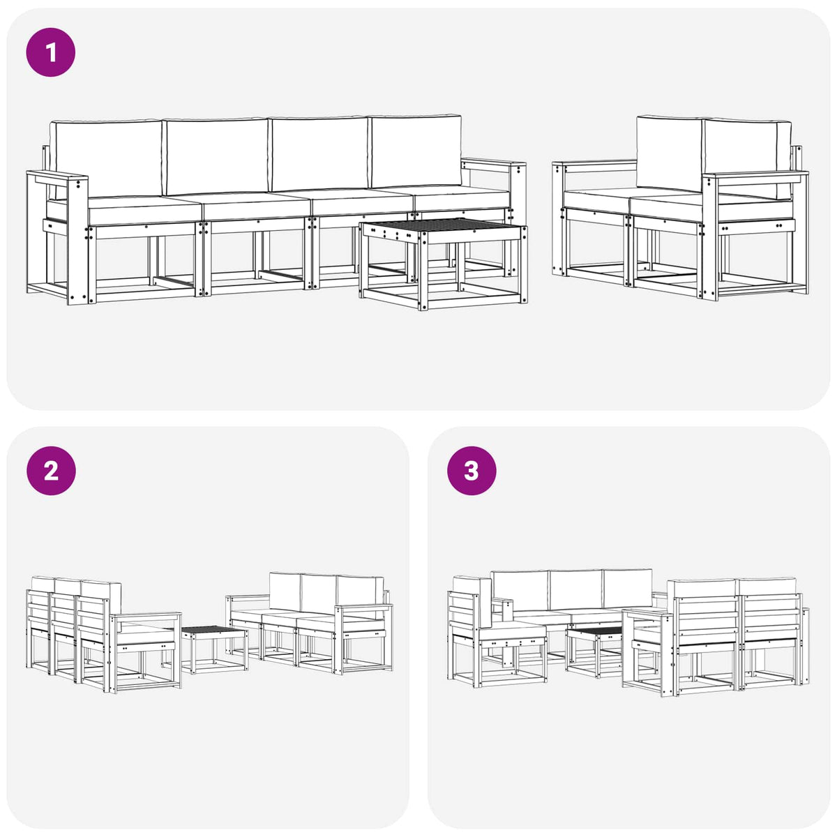 Set vanjskih sofa 7 kom. Prirodna i antracit