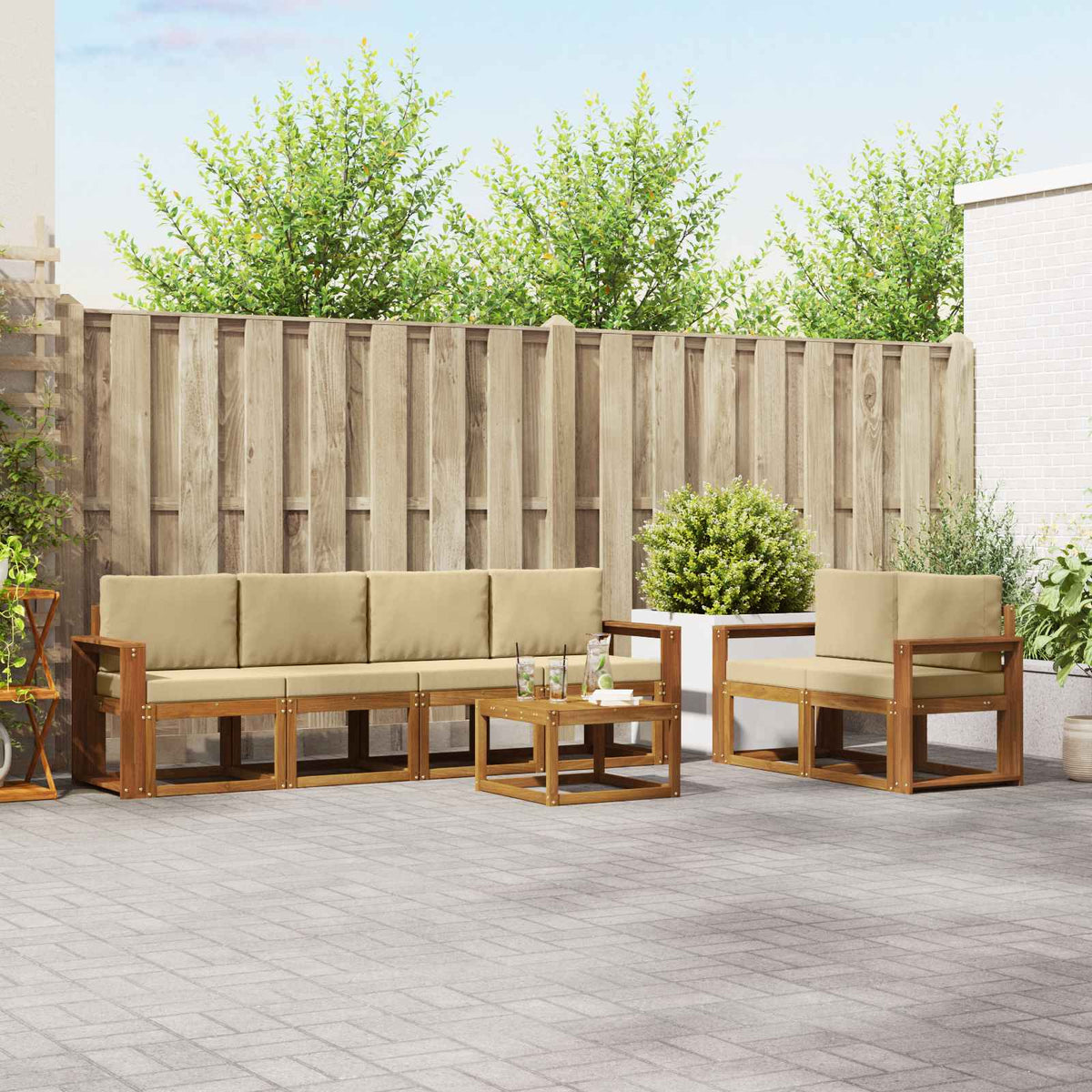 Set vanjskih sofa 7 kom. Prirodna i bež