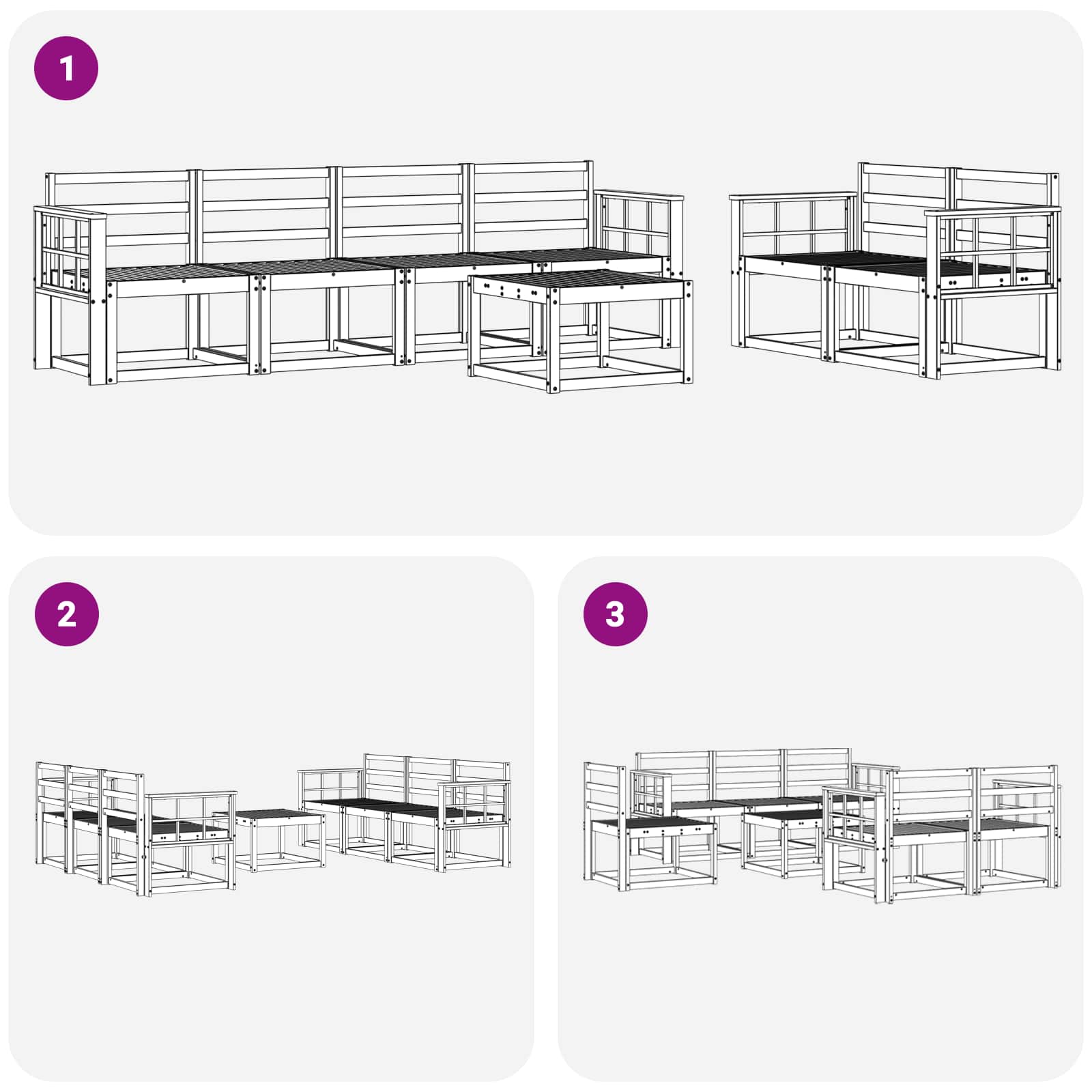 Set vanjskih sofa 7 pcs Prirodna