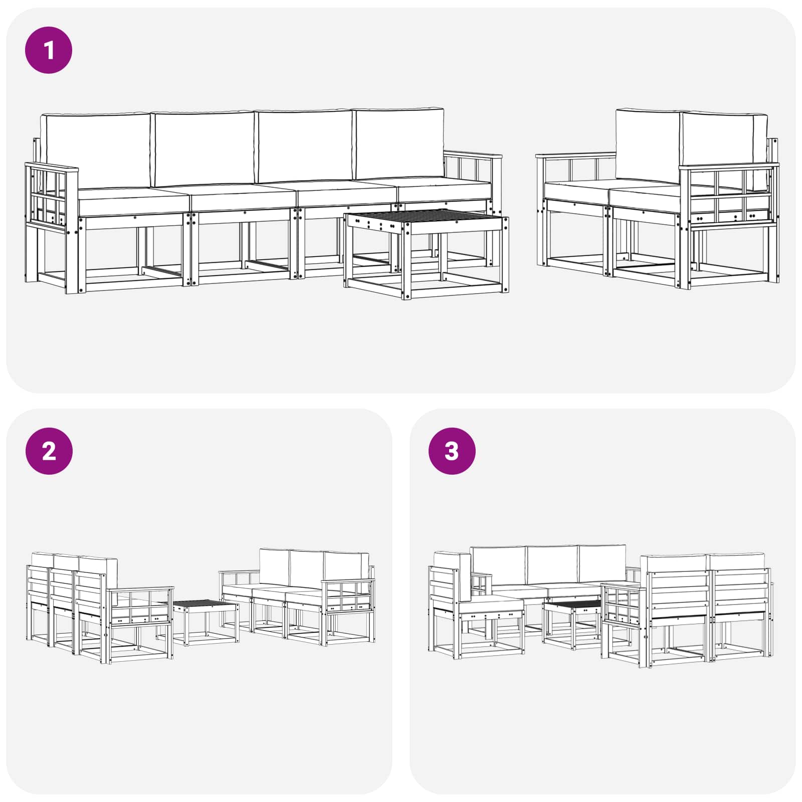 Set vanjskih sofa s jastukom 7 pcs Prirodna i antracit