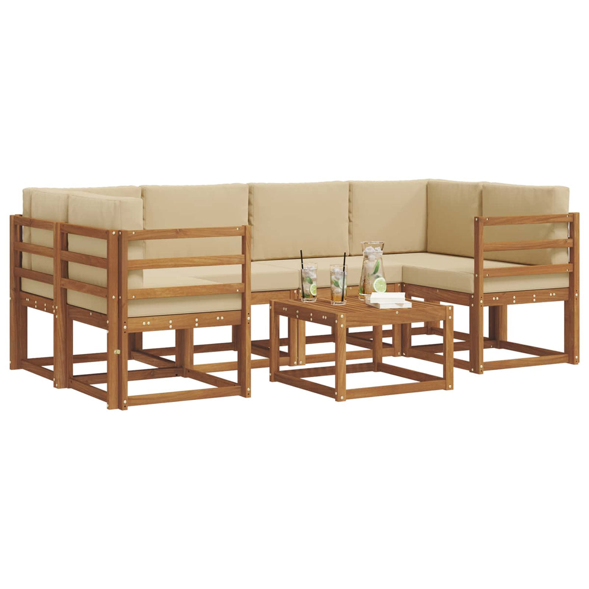 Set vanjskih sofa 7 kom. Prirodna i bež