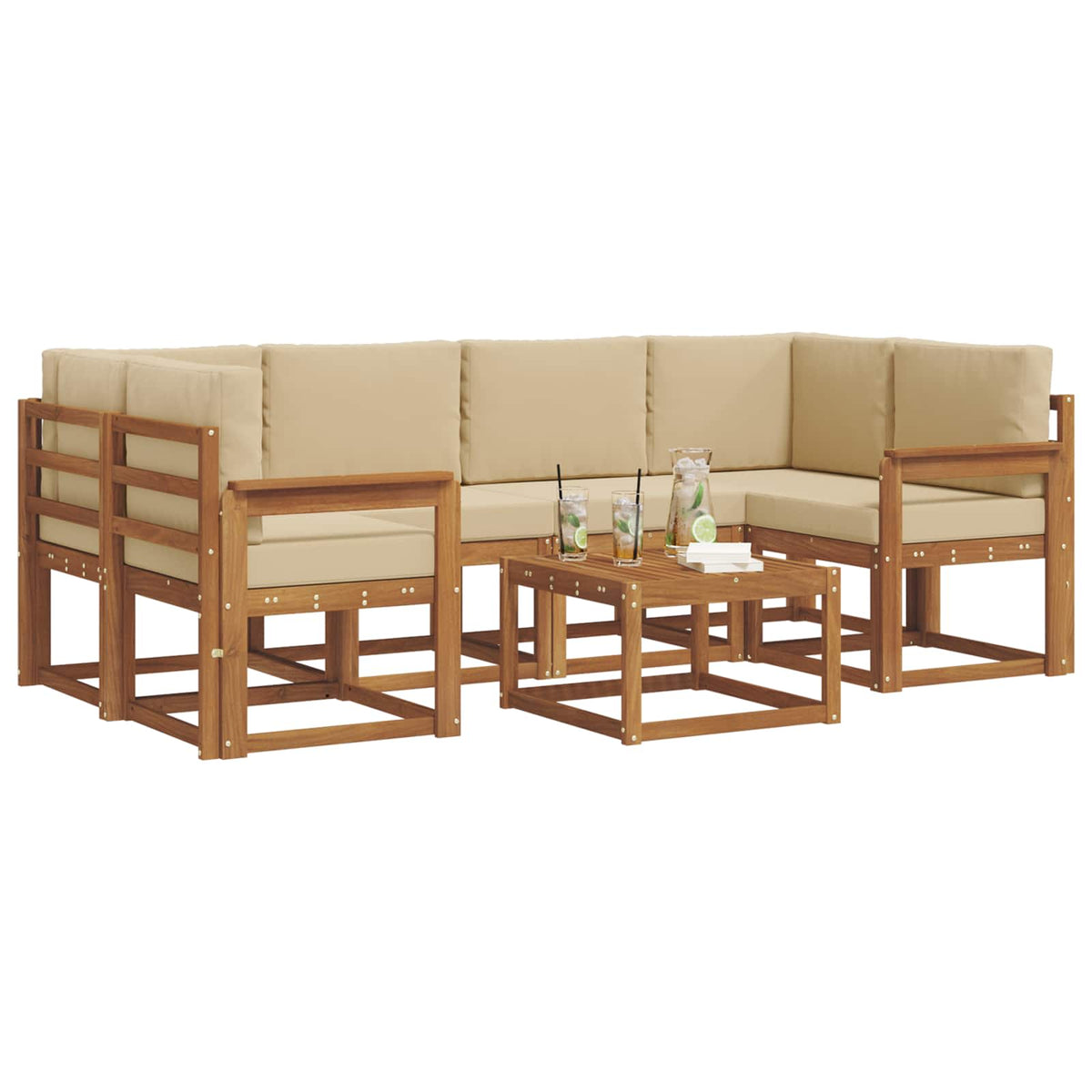 Set vanjskih sofa 7 kom. Prirodna i bež