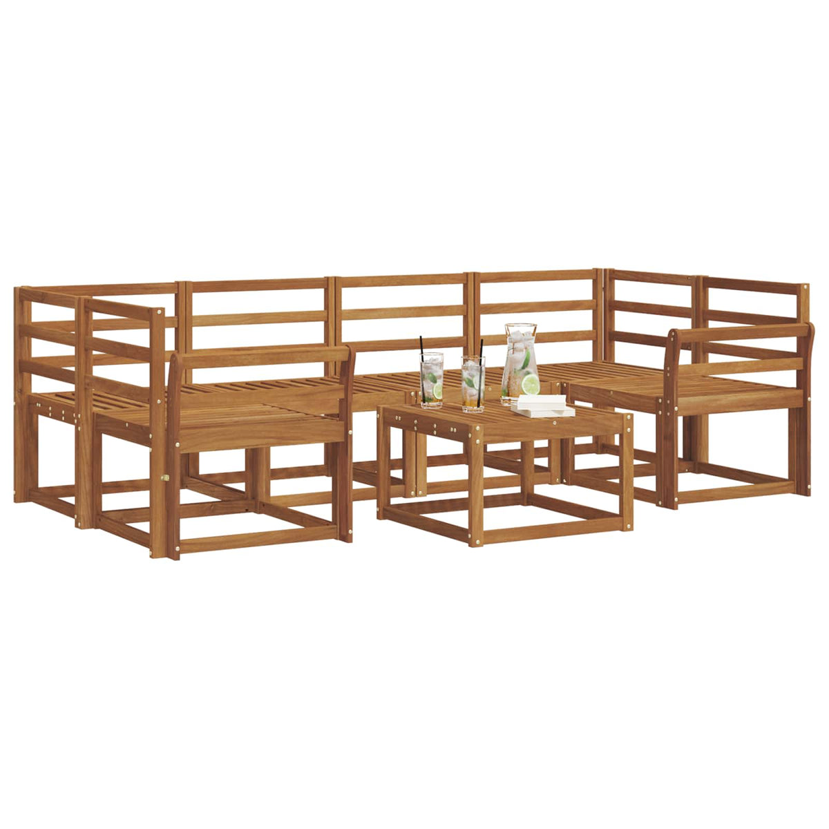 Set vanjskih sofa 7 kom. Prirodna Čvrsto drvo akacije