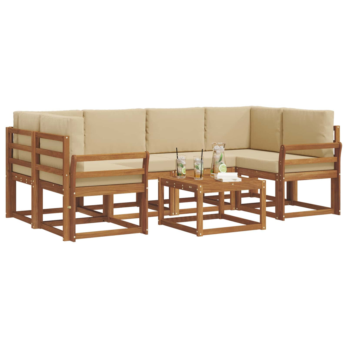 Set vanjskih sofa 7 kom. Prirodna i bež