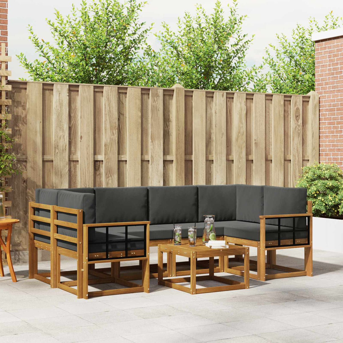 Set vanjskih sofa 7 kom. Prirodna i antracit