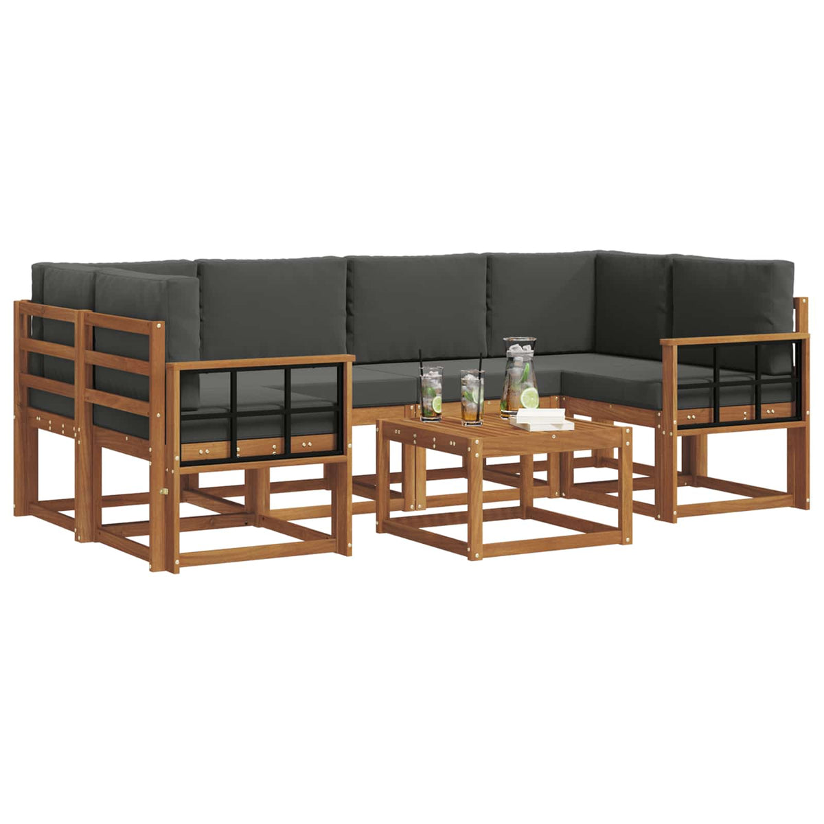 Set vanjskih sofa 7 kom. Prirodna i antracit