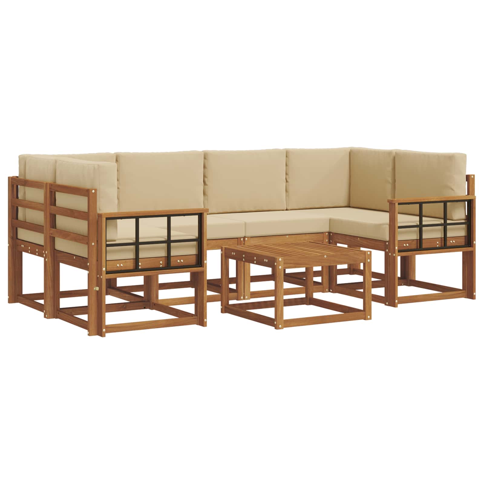 Set vanjskih sofa s jastukom 7 pcs Prirodna i bež