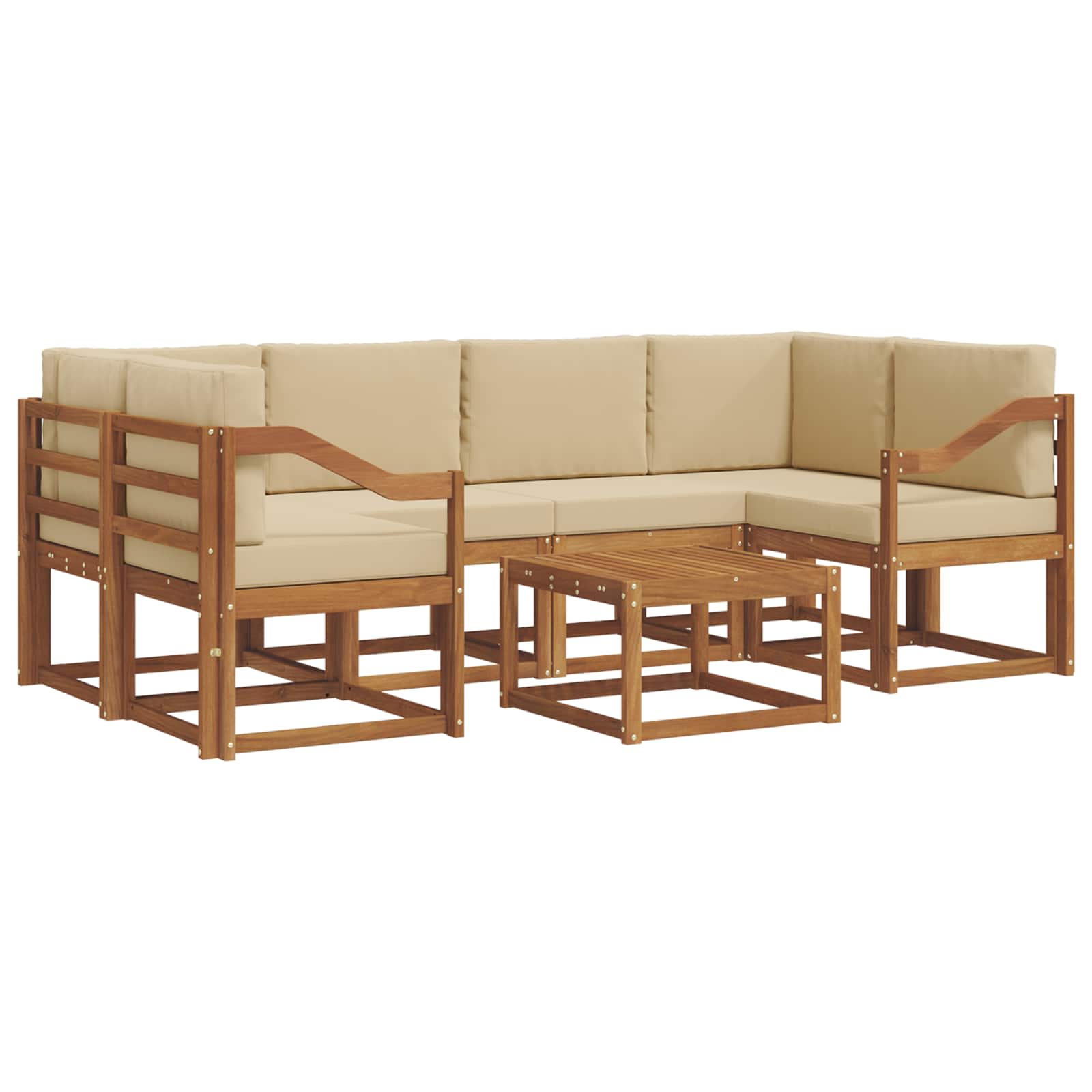 Set vanjskih sofa s jastukom 7 pcs Prirodna i bež