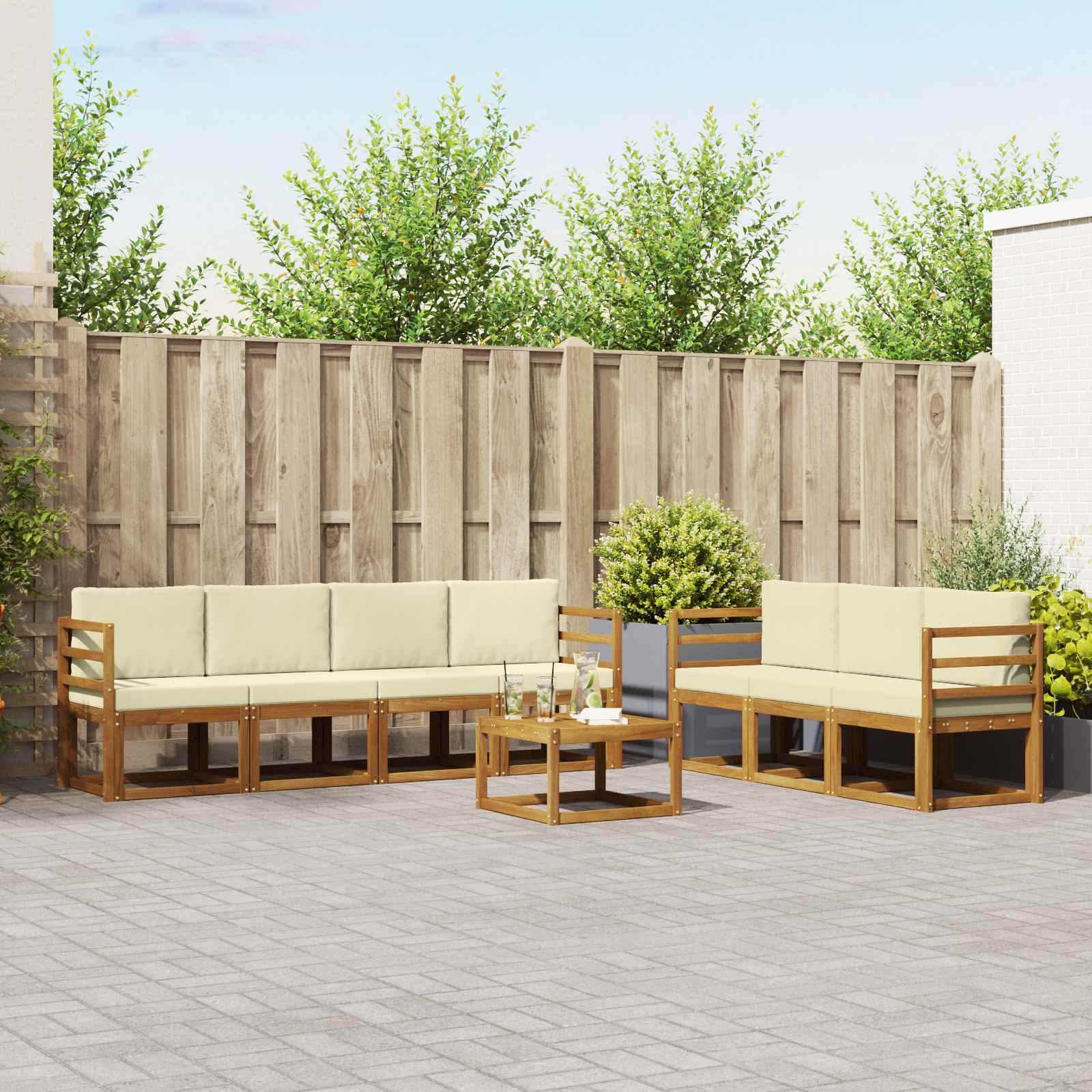 Set vanjskih sofa 8 pcs Prirodna i krem