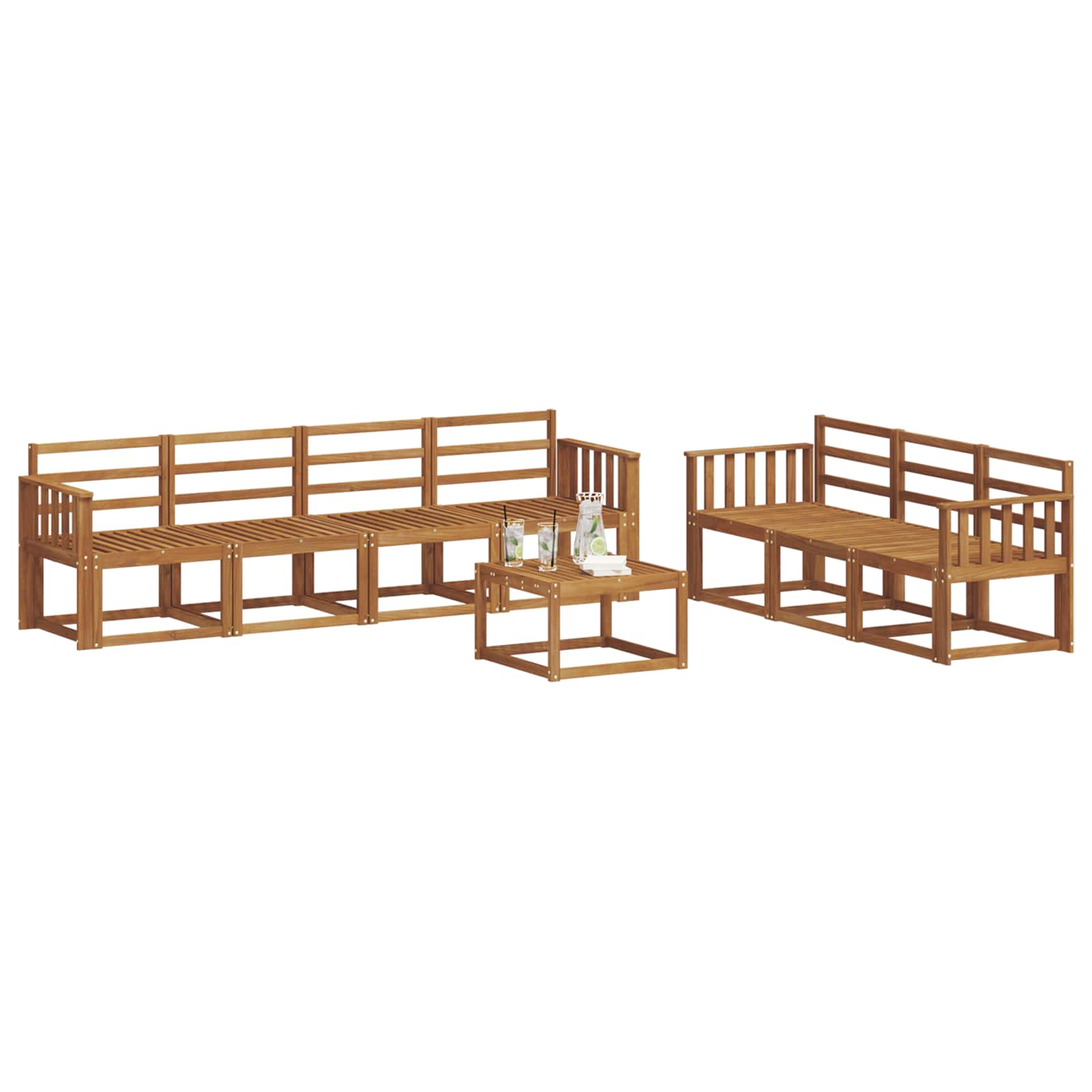 Set vanjskih sofa 8 pcs Prirodna Čvrsto drvo akacije