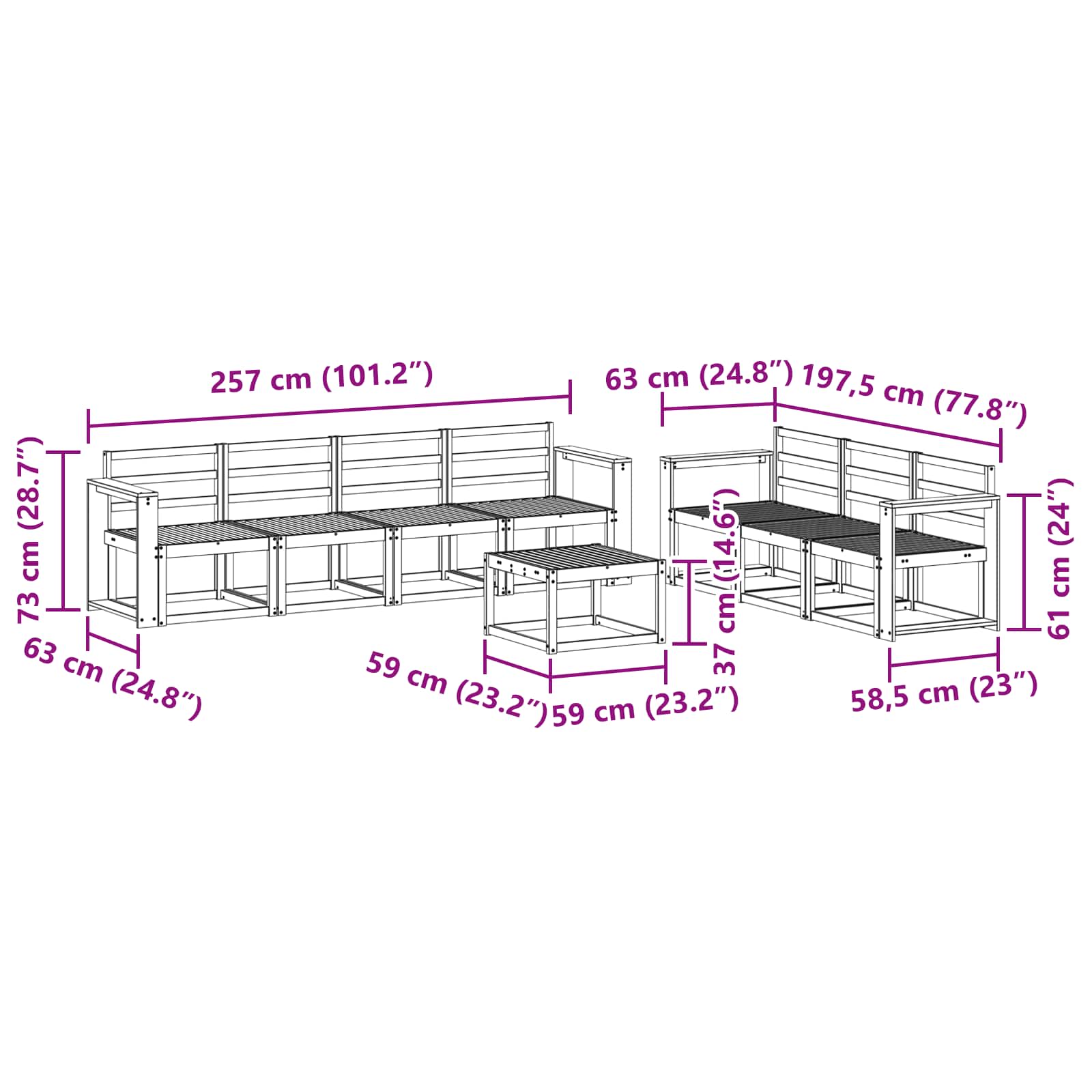 Set vanjskih sofa 8 pcs Prirodna Čvrsto drvo akacije