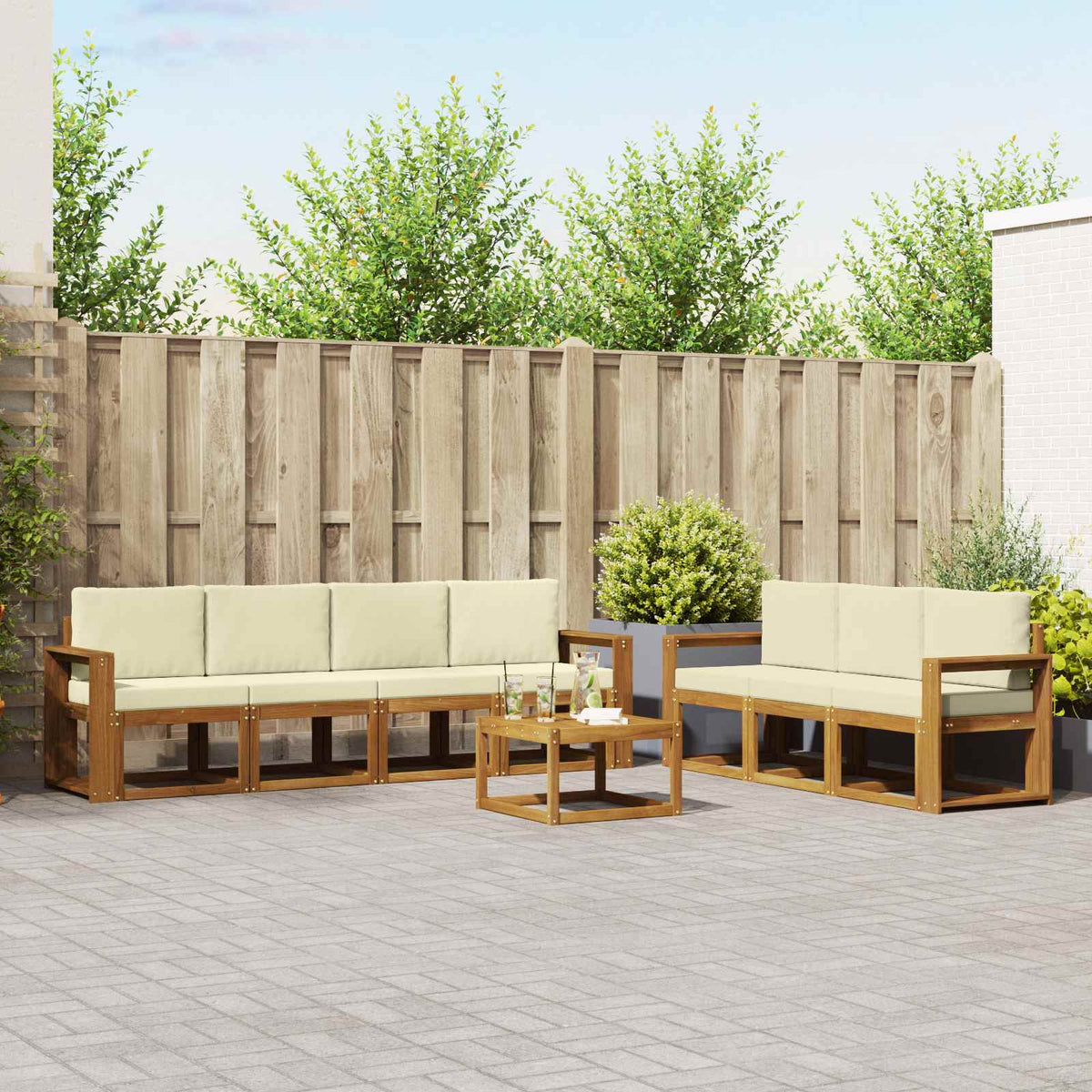 Set vanjskih sofa 8 kom. Prirodna i krem