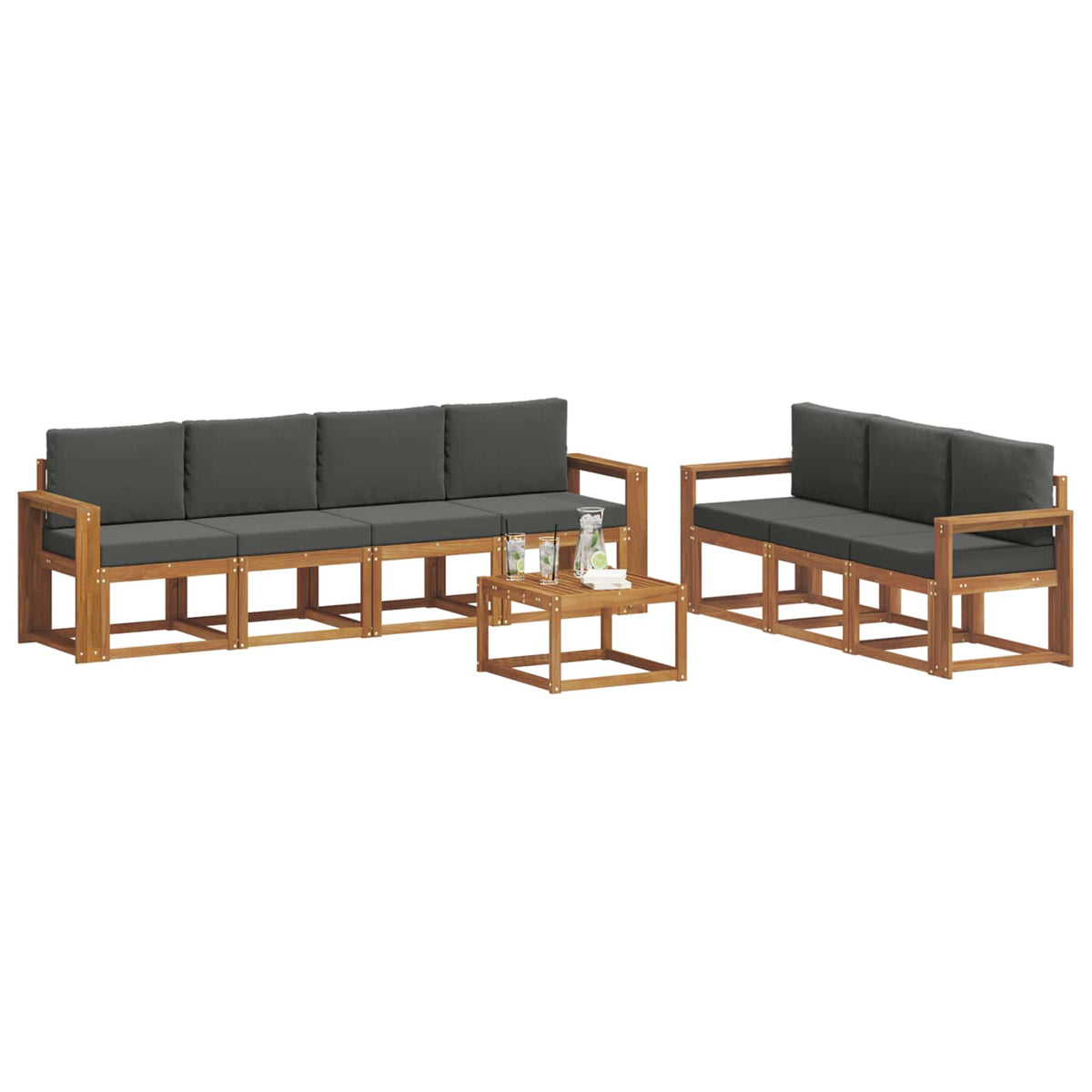 Set vanjskih sofa 8 kom. Prirodna i antracit
