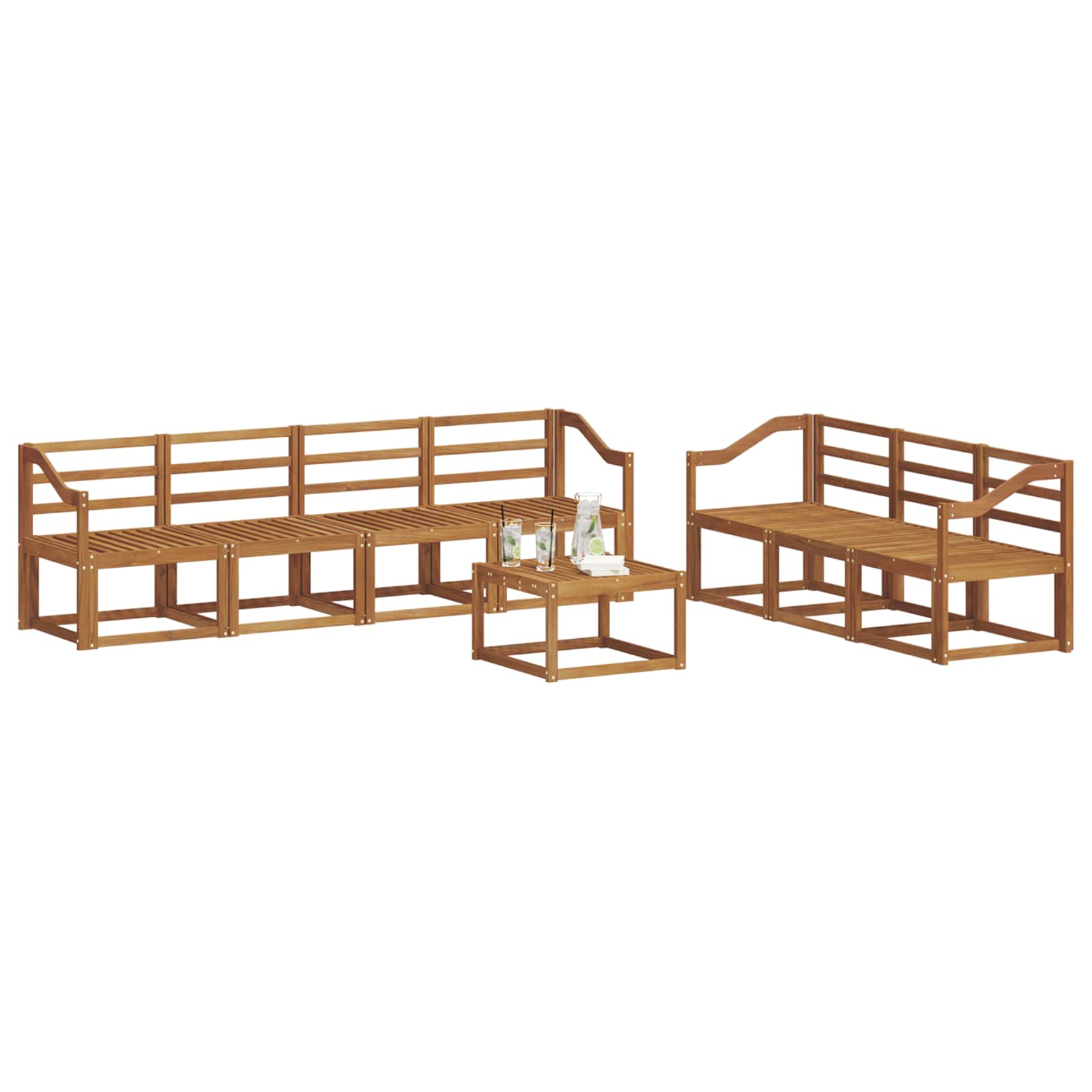 Set vanjskih sofa 8 pcs Prirodna Čvrsto drvo akacije