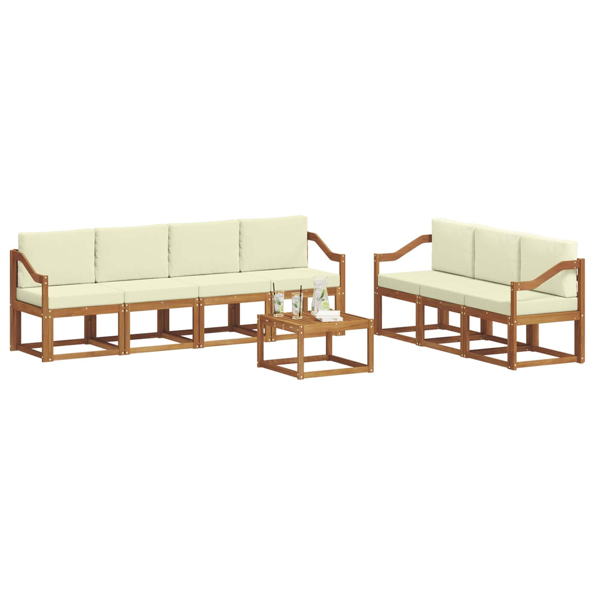 Set vanjskih sofa 8 kom. Prirodna i krem