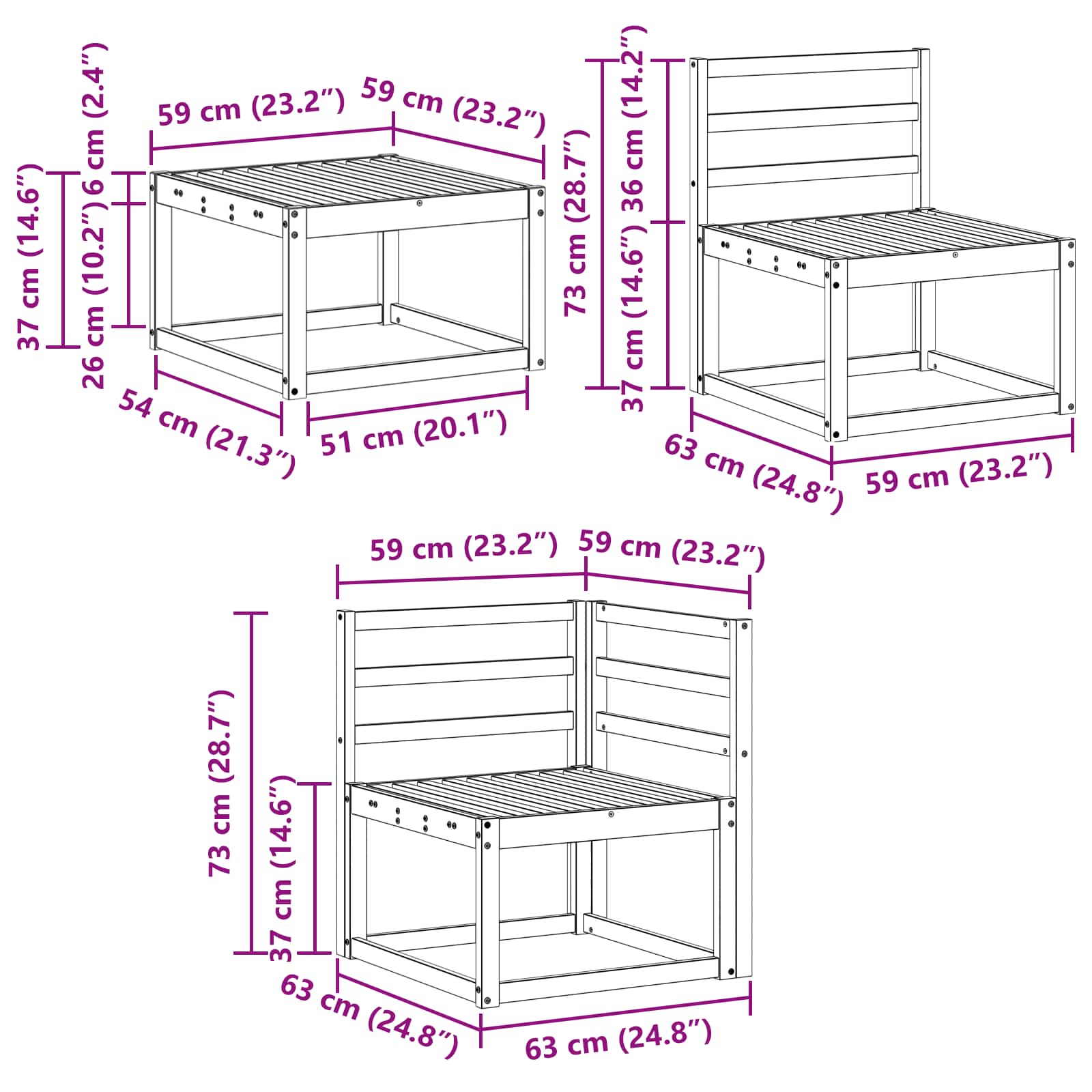 Set vanjskih sofa 8 pcs Prirodna Čvrsto drvo akacije